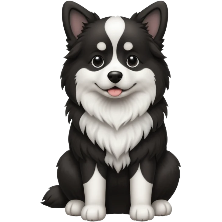 A dog with black and white colors in a sitting position big dog emoji
