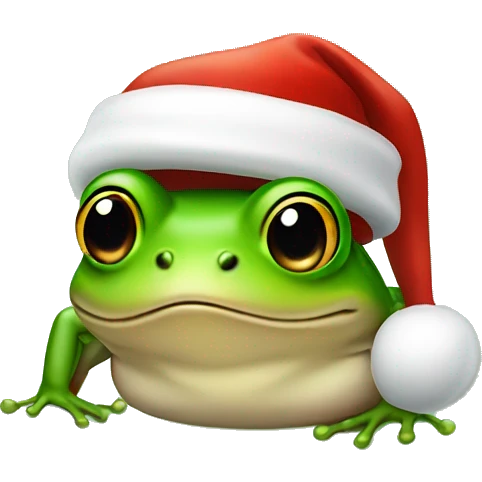 Little frog with Santa’s hat emoji