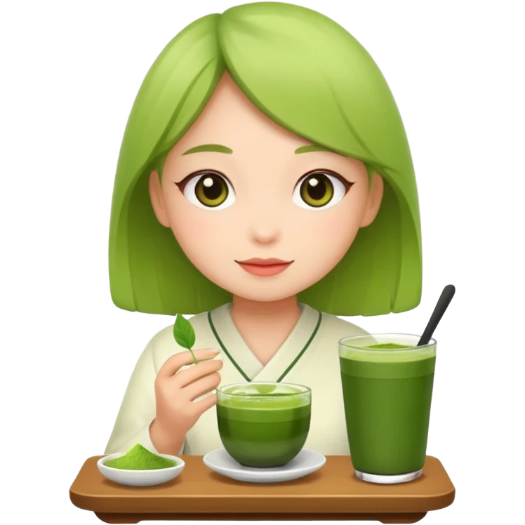 Girl with matcha emoji