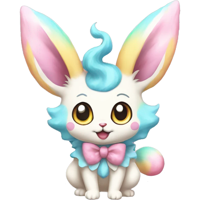 Kawaii Pastel Cotton-Candy-Colored Clown-Eeveelution-Cute-Pokémon-fusion full body emoji