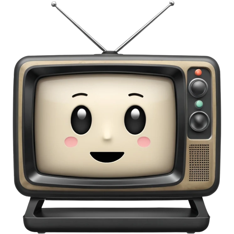 An old simple 2d TV box facing the camera that has simple text 'AI' on its screen. emoji