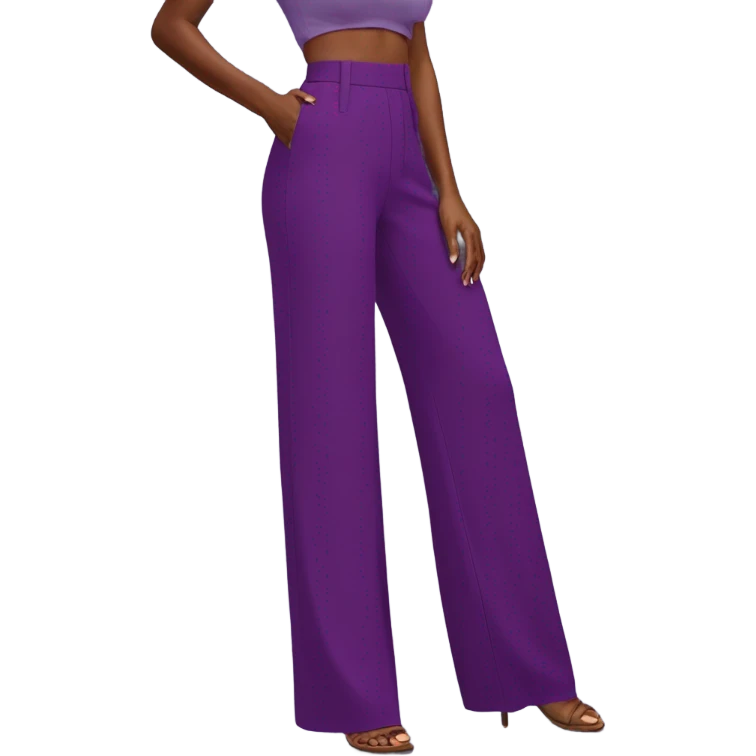 Realistic isolated pair of high waist long wide leg dressy casual pants in purple emoji
