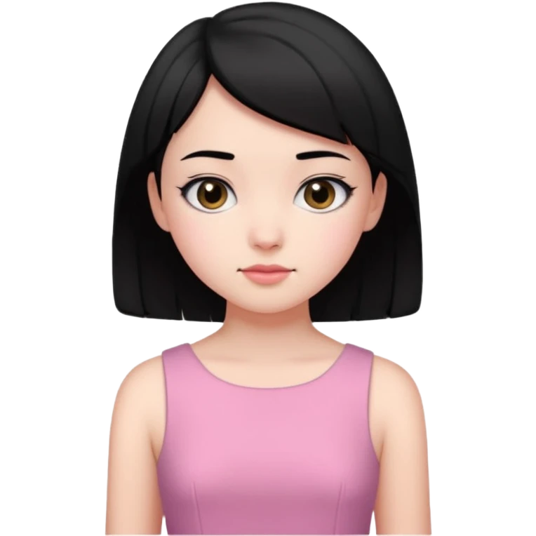 Un emoji de una. Chica adolescente vestido rosado pelo corto negro casi por los hombros emoji