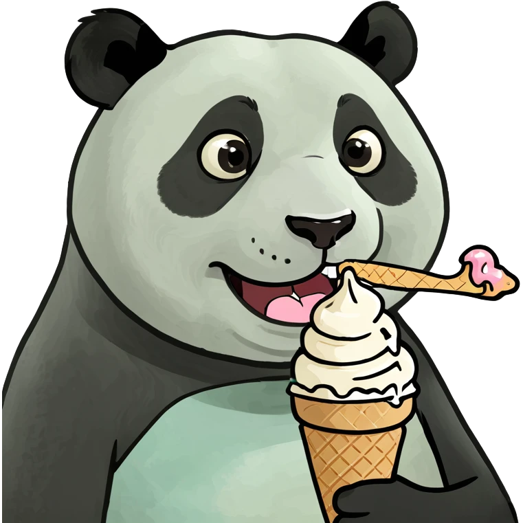 Panda eating ice cream emoji