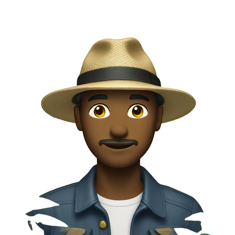 male in nature with hat emoji