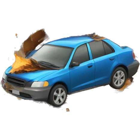 A car crashes into a house emoji