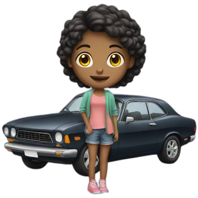 Girl and car emoji