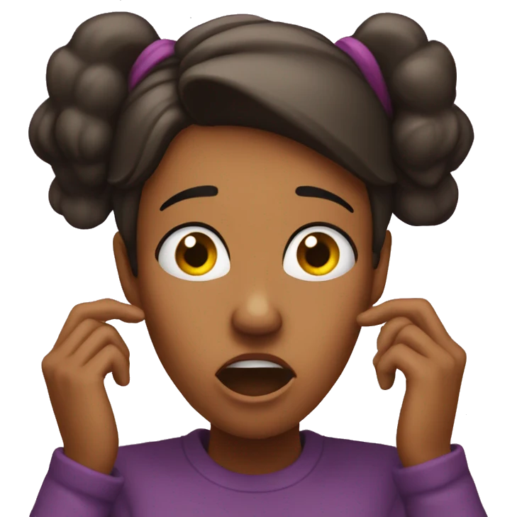 woman shocked reaction and her holding her ears emoji