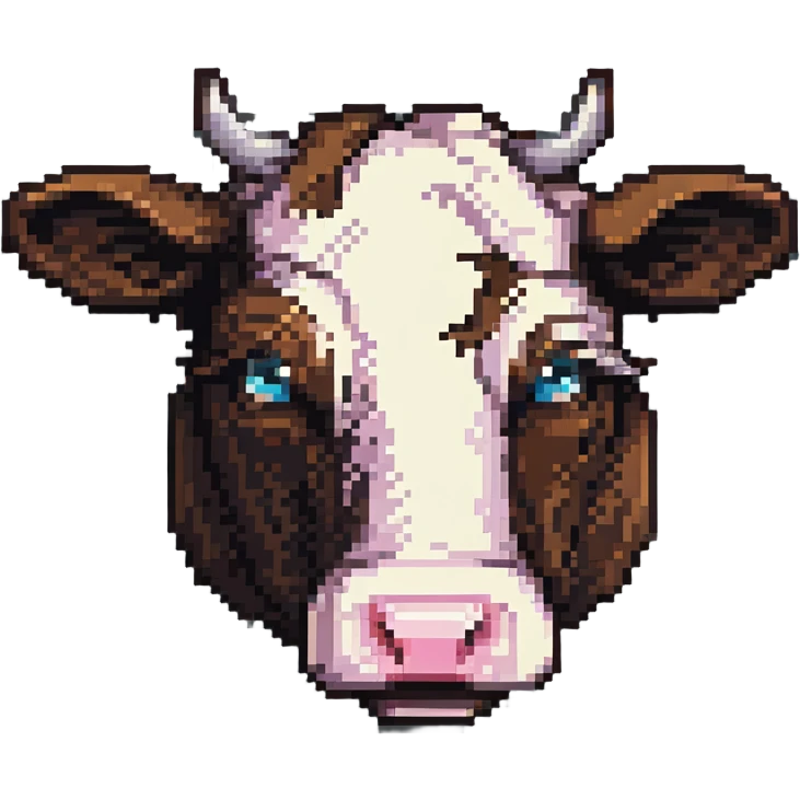 maximum blocky ultra-abstract pixel art Minecraft cow emoji with only 2-4 large square pixels emoji