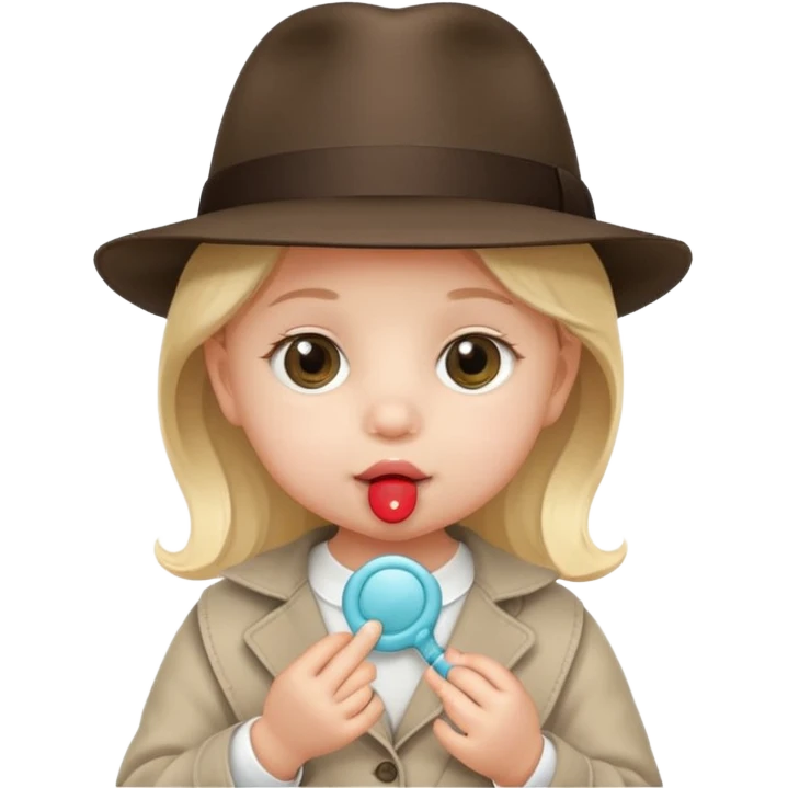 a baby girl with pacifier and fedora emoji
