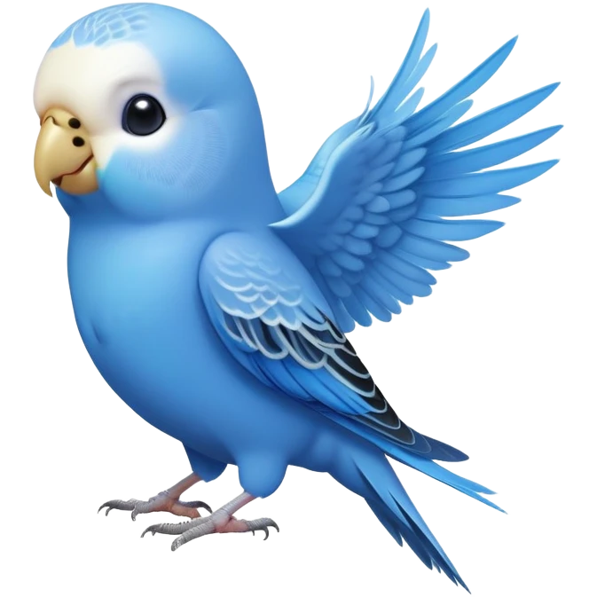 adorable-[budgie]-realistic-full-body-perched-emoji,-wings-tucked-neatly,-head-tilted-dramatically,-sleek-[blue]-feathers,-simplified-yet-realistic-focused-features,-highly-detailed,-glowing-with-an-almost-sarcastic-glow emoji