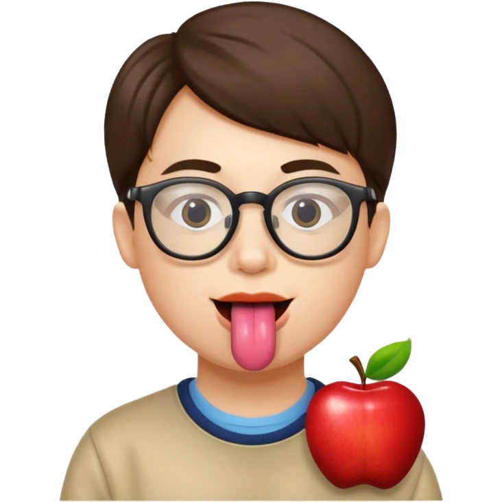 Tongue and apple with glasses  emoji