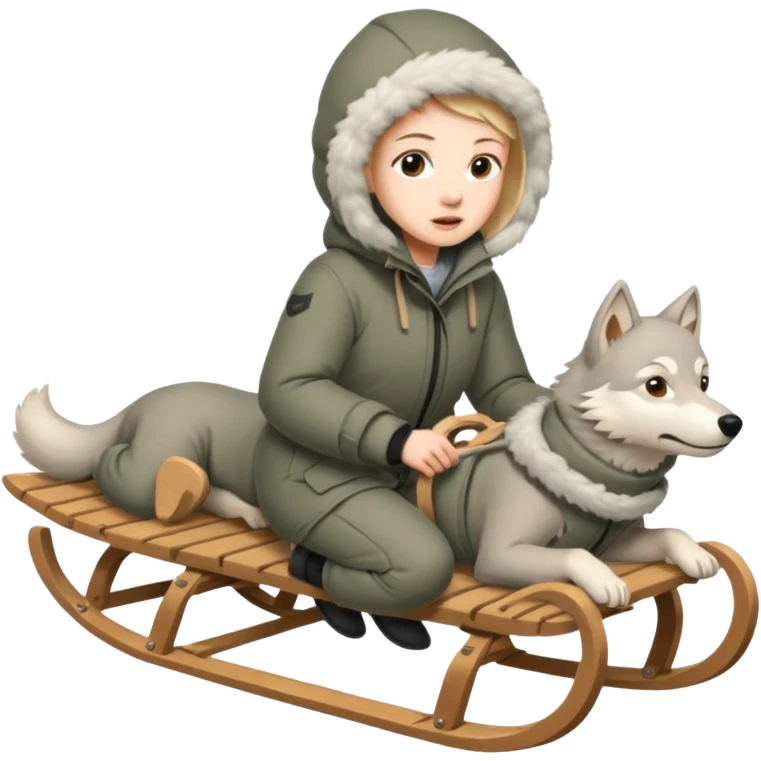 wolves pulling person on sled emoji
