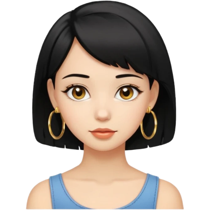 girl with bob black hairstyle and big earrings emoji