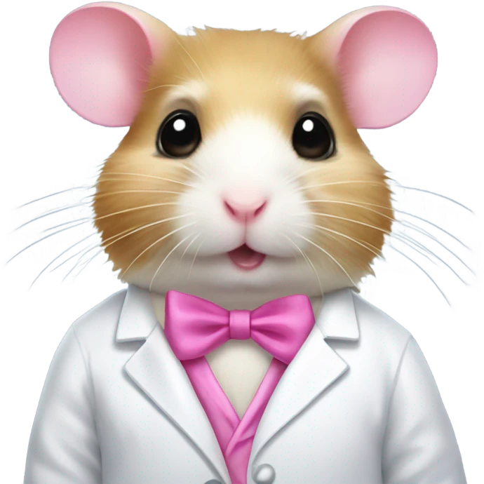 Hamster with pink bow googles and a lab coat emoji