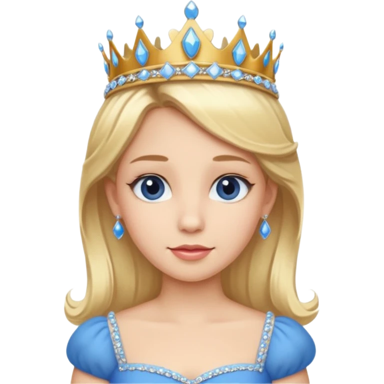 Princess in Blue Dress with Tiara, Blonde Hair emoji