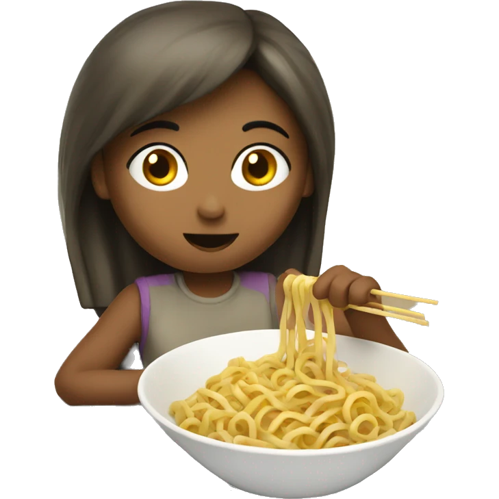 a girl eating roman noodles  emoji