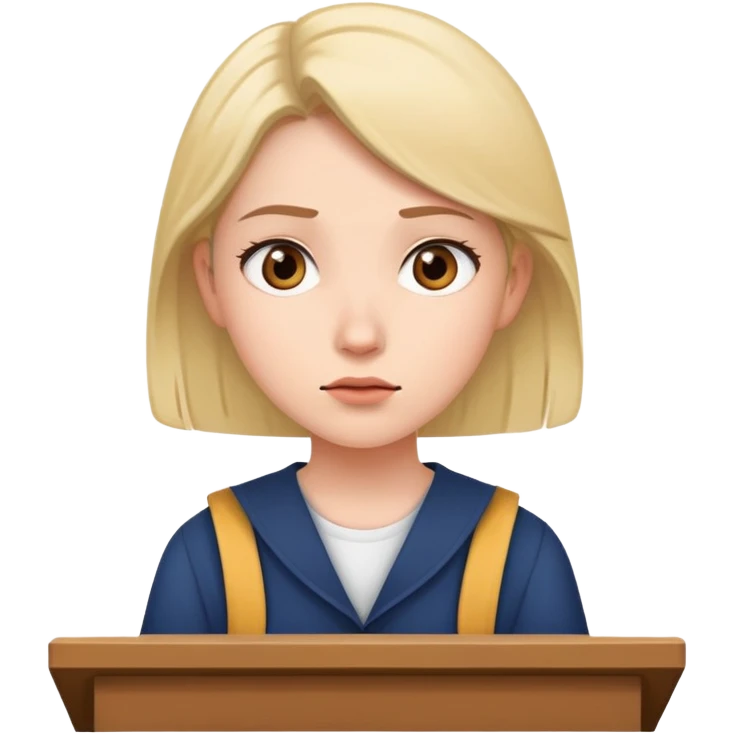 female student attentively listening during a lecture, focused expression emoji