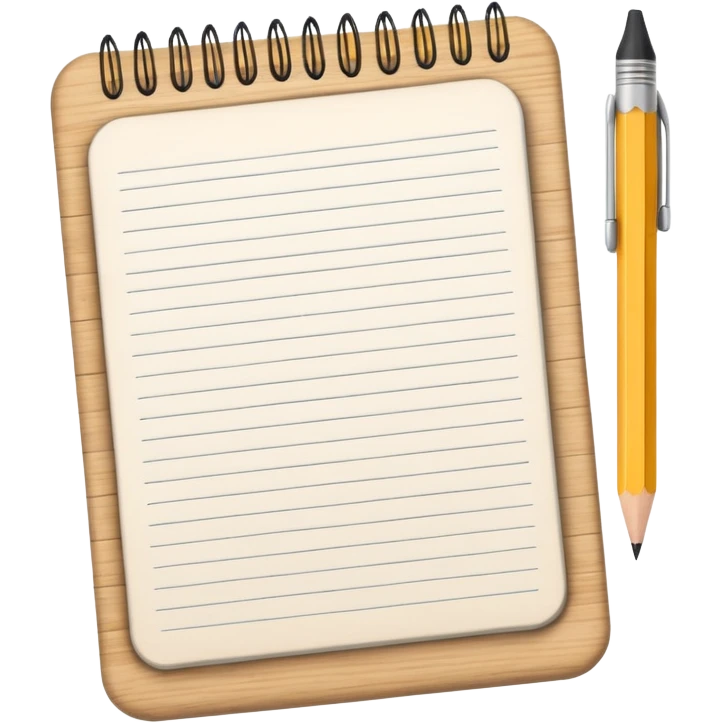notebook with a pencil and English letters emoji