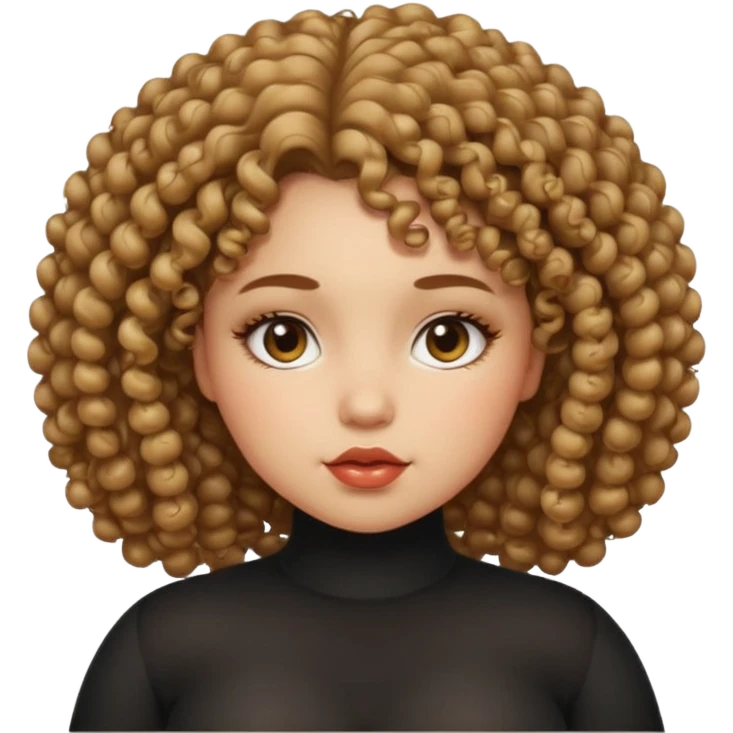 a girl face with kinky, horny, seductive expression with curly hair.the face will be round and chubby emoji