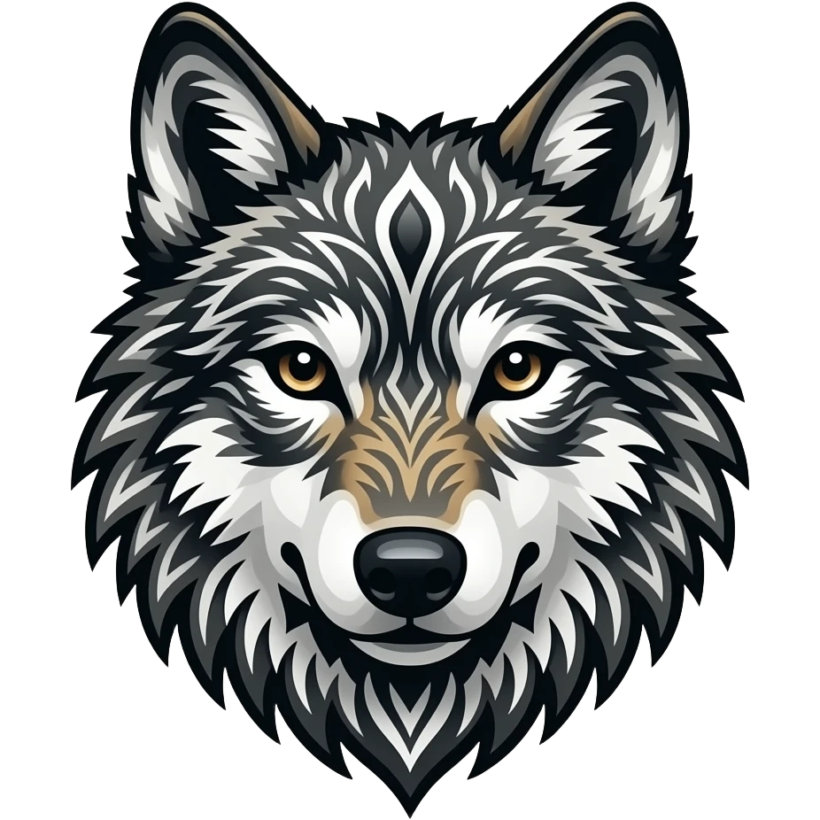 Tribal wolf tattoo pattern icon emoji