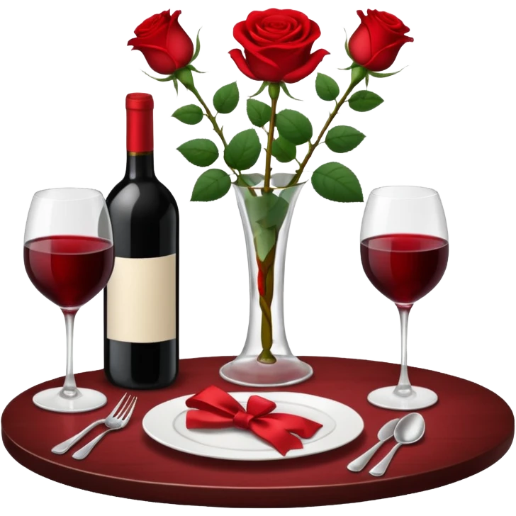  romantic table set for two with roses and red wine emoji