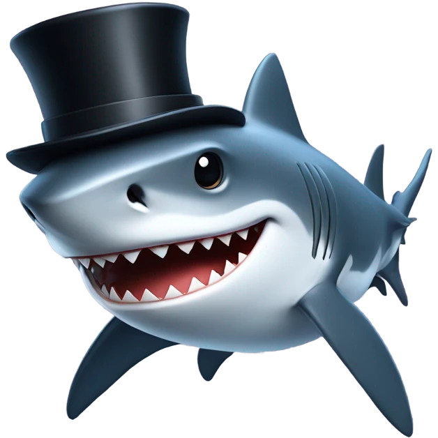 Shark with a top hat emoji