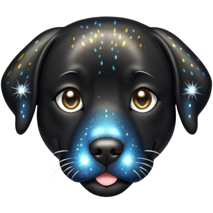 Black lab with sparkly metallic fur emoji