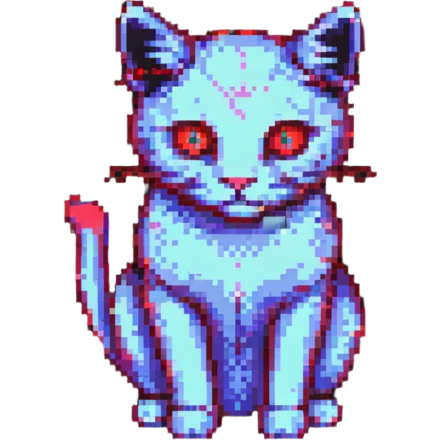 glowing red scary cat with red eyes emoji