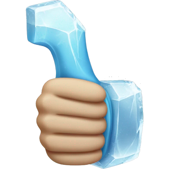 Ice chiseled white thumbs up emoji