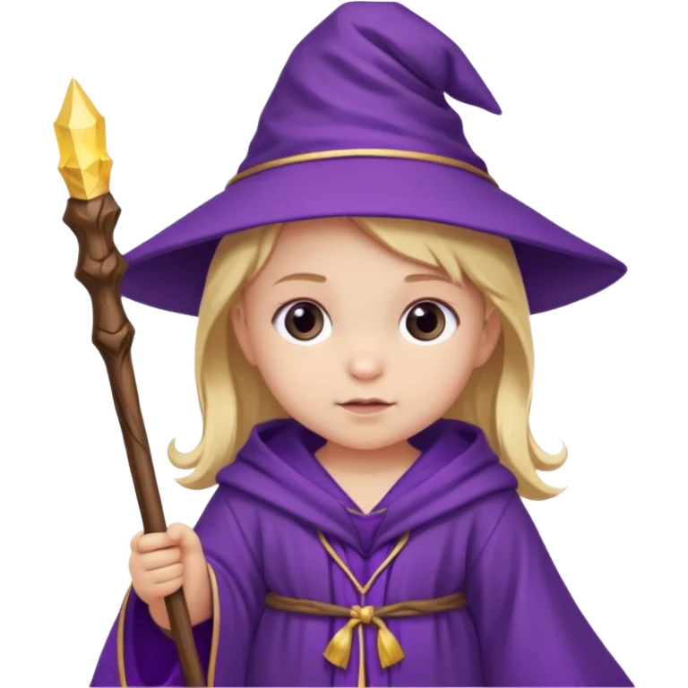 baby girl wizard with purple robe and staff emoji