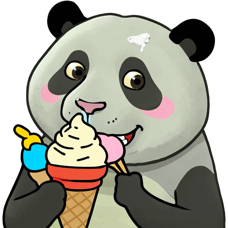 Panda eating ice cream emoji