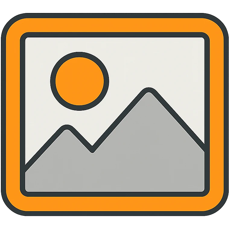 minimal image placeholder emoji with color accent, orange and gray, icon style emoji