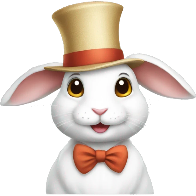 A white rabbit wearing a charming hat emoji