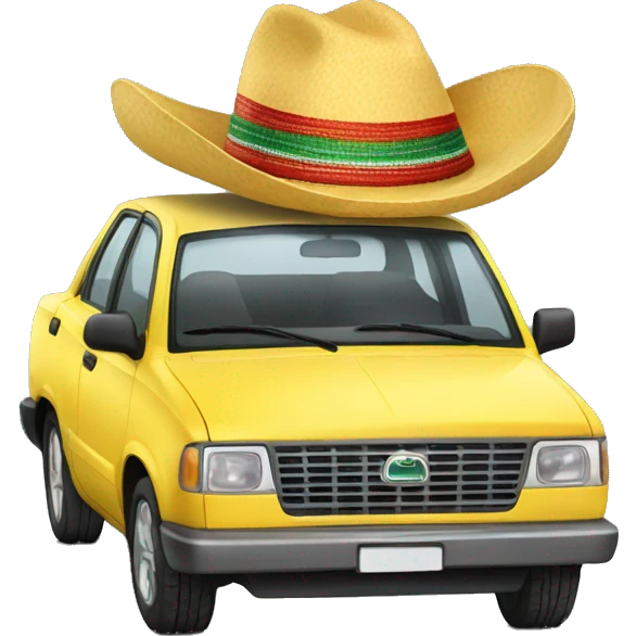 Car with Mexico hat emoji