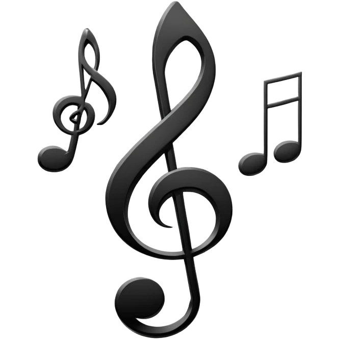 Minimalistic flat vector icon, iOS style, thin black contour on white background. Treble clef and musical notes. Clean, no text, no shadows.
 emoji
