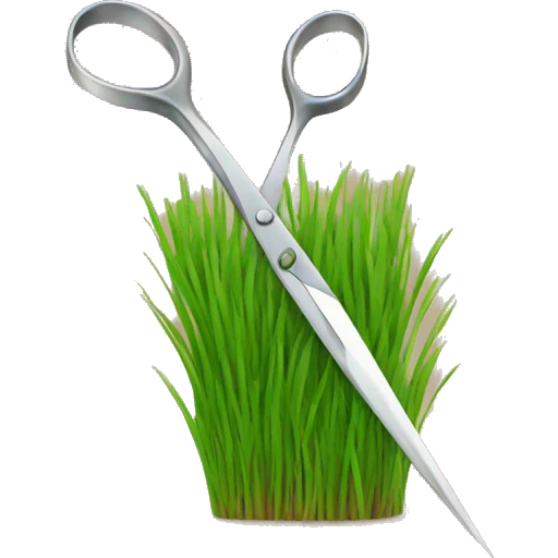 scissors cutting a grass patch emoji
