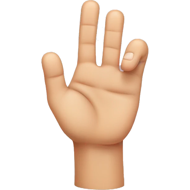 Three fingers up. Thumb index and middle finger  emoji