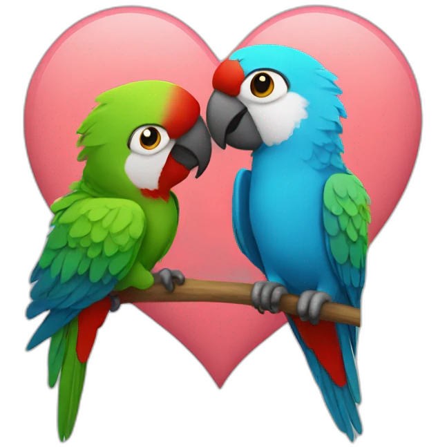 Parrots kiss heart emoji