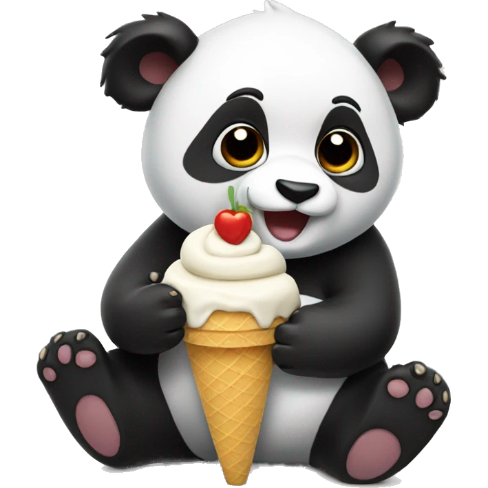 Panda eating ice cream emoji