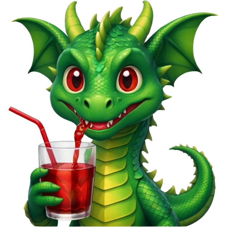 Dragon sipping with a straw from a drink emoji