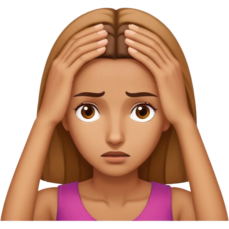 Woman with hand touching forehead, looking confused and worried emoji