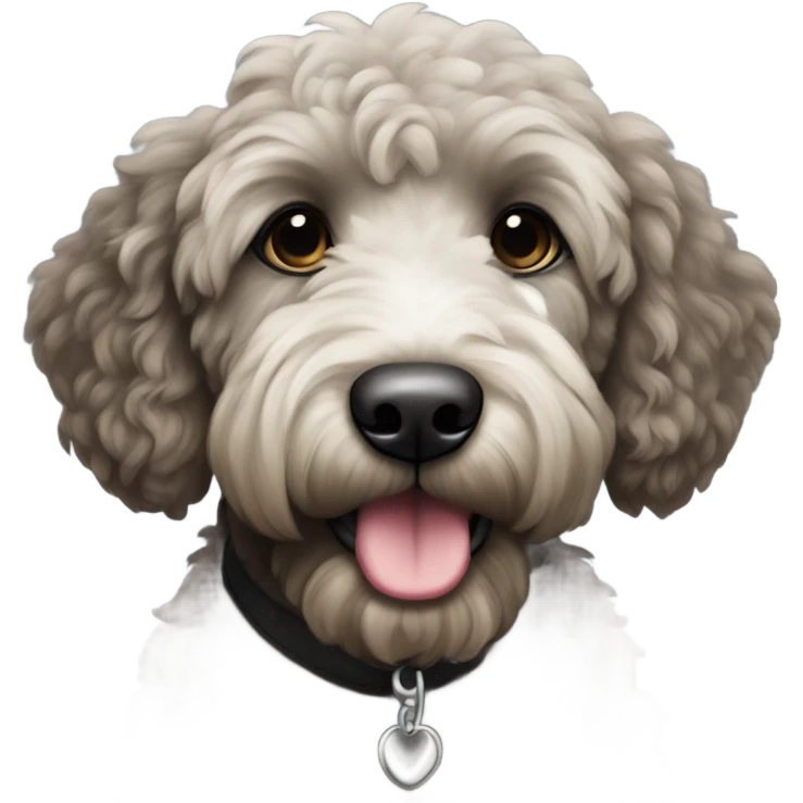 Black goldendoodle with white chest emoji