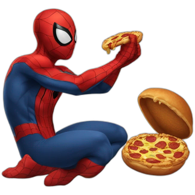 Spiderman eating humberger emoji