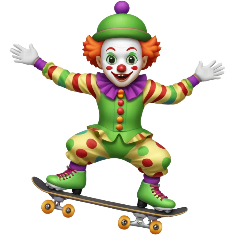 skater clown skating greenü emoji