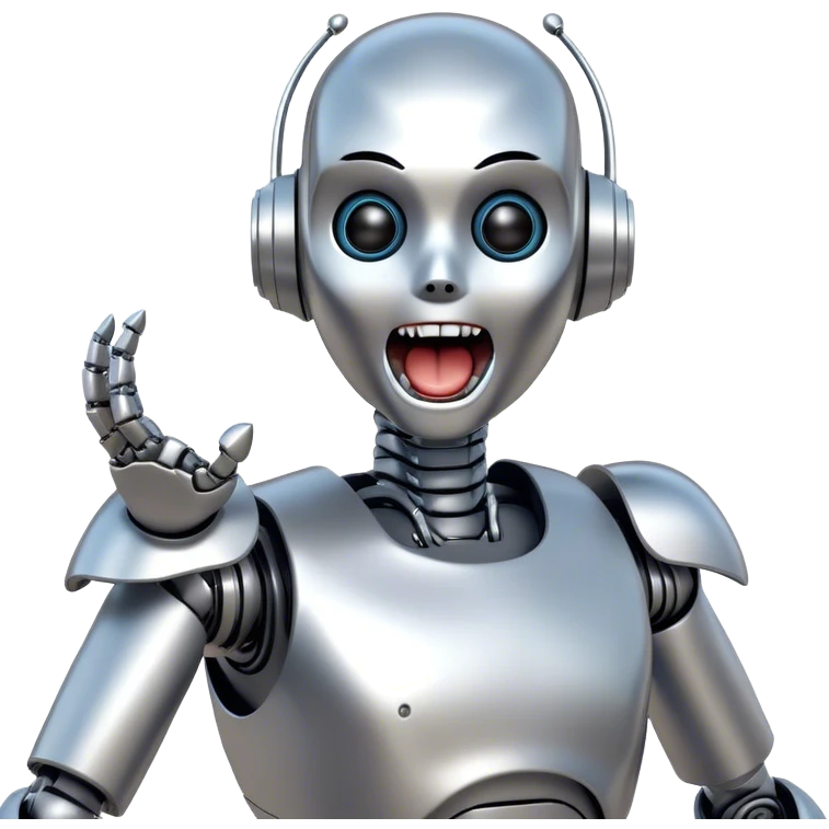 Humanoid Robot Screaming with Laughter emoji