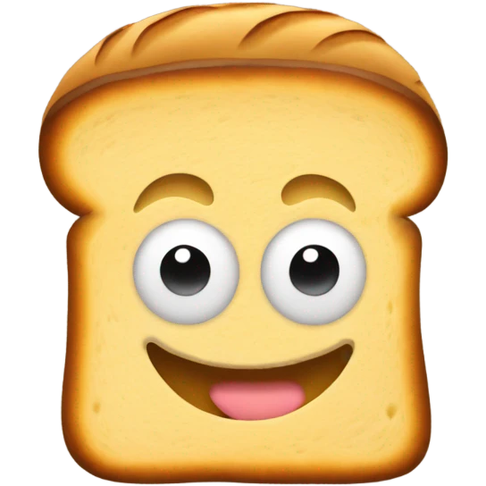 A bread with emoji eyes and a emoji smile emoji
