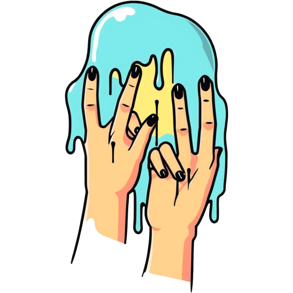 Woman with clear stuff dripping off of her fingers emoji