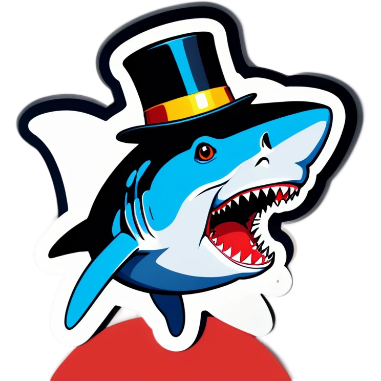 Shark with a top hat emoji