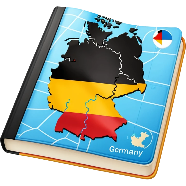 opened school textbook with a fragment of Germany emoji